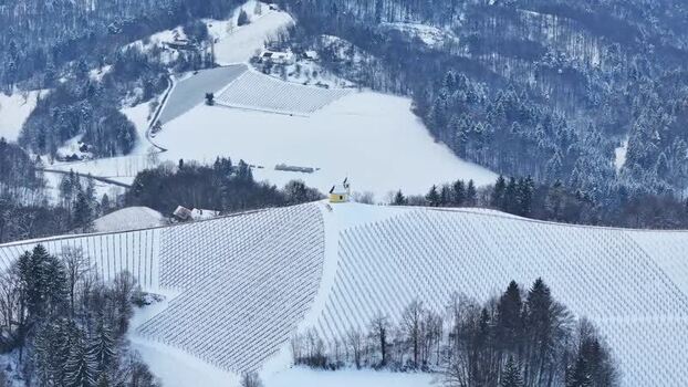 Aerial view of Dreisiebner Kapelle in winter Austria. Aerial view of Dreisiebner Kapelle in winter Austria.