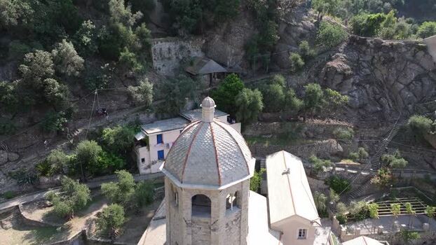 Aerial view of San Giorgio church in Portofino Italy. Aerial view of San Giorgio church in Portofino Italy.