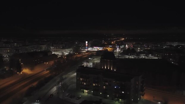Aerial view of Rovaniemi at night Finland. Aerial view of Rovaniemi at night Finland.