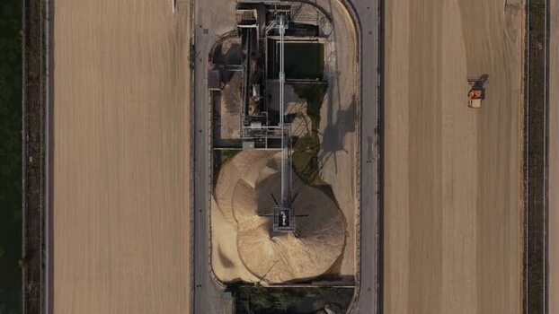 Aerial view of Ashford Common Water Treatment Works in United Kingdom.