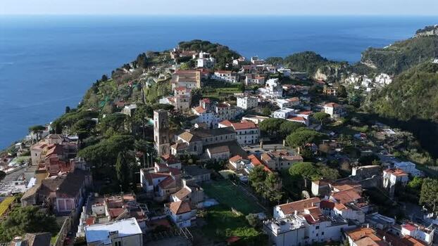Aerial view of Ravello cityscape Italy.