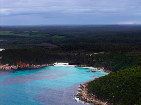 Aerial view of Bettys Beach with turquoise water rocky cliffs and surrounding lush green coastal vegetation in Albany WA Australia. Aerial view of Bettys Beach with turquoise water rocky cliffs and surrounding lush green coastal vegetation in Albany WA Australia.