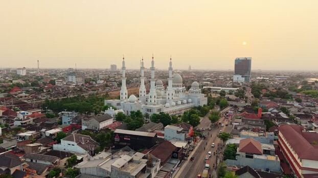 Aerial view of Sheikh Zayed Grand Mosque in Surakarta Indonesia. Aerial view of Sheikh Zayed Grand Mosque in Surakarta Indonesia.