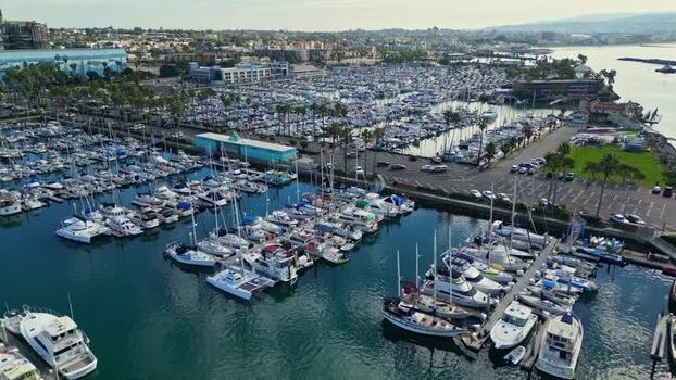 Aerial view of marina in Los Angeles United States.
