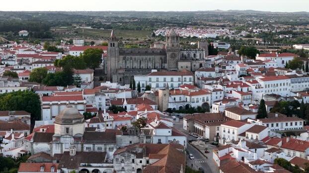 Aerial view of Cathedral of Evora in Portugal. Aerial view of Cathedral of Evora in Portugal.