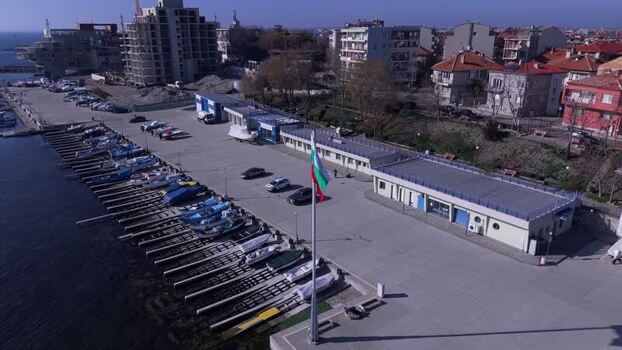 Aerial view of the harbor in Varna Bulgaria.
