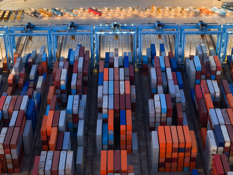Aerial view of Italy s first semi automated container port in Vado Ligure Liguria Italy. Aerial view of Italy s first semi automated container port in Vado Ligure Liguria Italy.