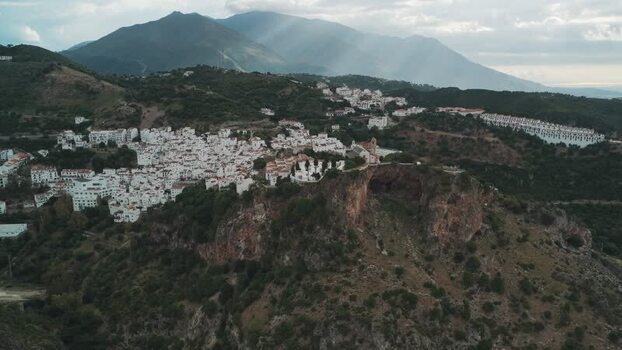 Aerial view of the white village of Casares Spain. Aerial view of the white village of Casares Spain.