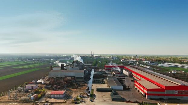 Aerial view of industrial complex Sremska Mitrovica Serbia.