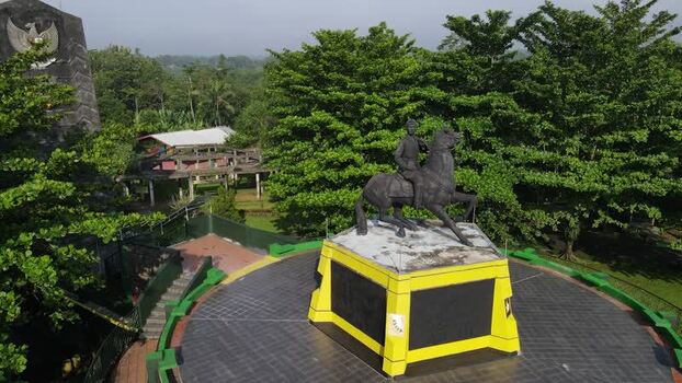 Aerial view of General Sudirman Museum statue Indonesia.