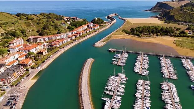 Aerial view of the marina in Zumaia Spain. Aerial view of the marina in Zumaia Spain.
