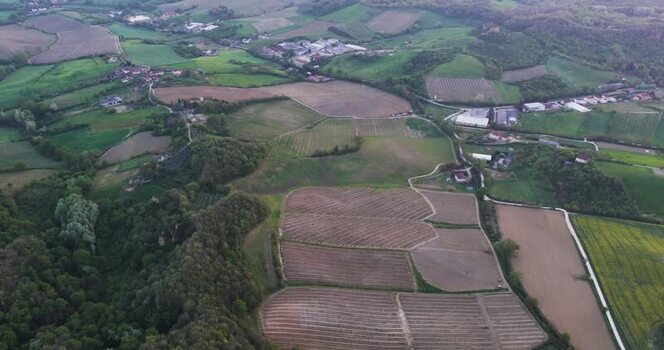 Aerial view of Balze del Valdarno erosion formations and vineyards Italy. Aerial view of Balze del Valdarno erosion formations and vineyards Italy.