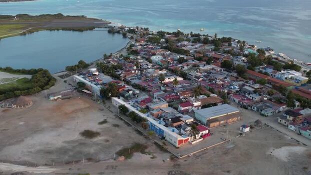 Aerial view of Los Roques archipelago in Venezuela.