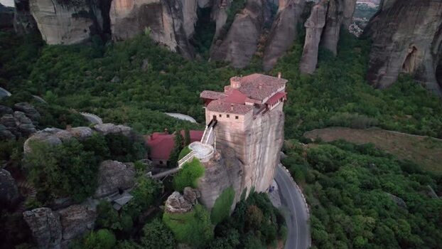 Aerial view of Meteora monastery in Trikala Greece. Aerial view of Meteora monastery in Trikala Greece.