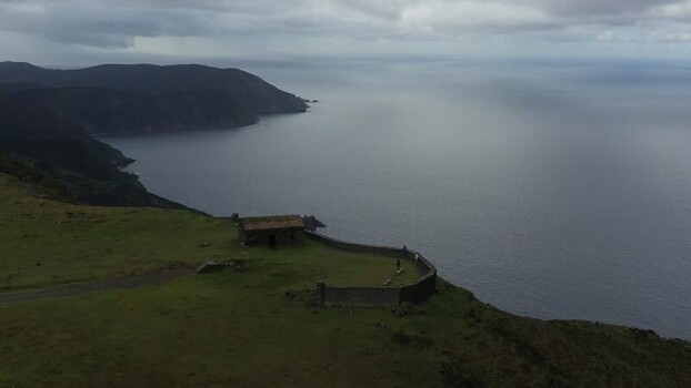 Aerial view of Garita de Herbeira on the cliffs of Spain. Aerial view of Garita de Herbeira on the cliffs of Spain.