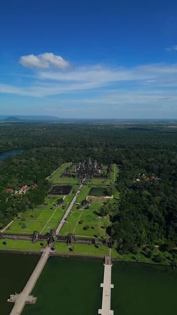 Aerial view of Angkor Wat temple complex in Cambodia. Aerial view of Angkor Wat temple complex in Cambodia.