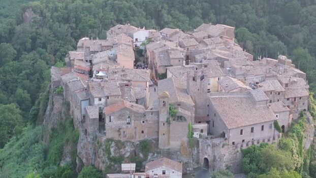 Aerial view of Calcata hilltop village in Italy. Aerial view of Calcata hilltop village in Italy.