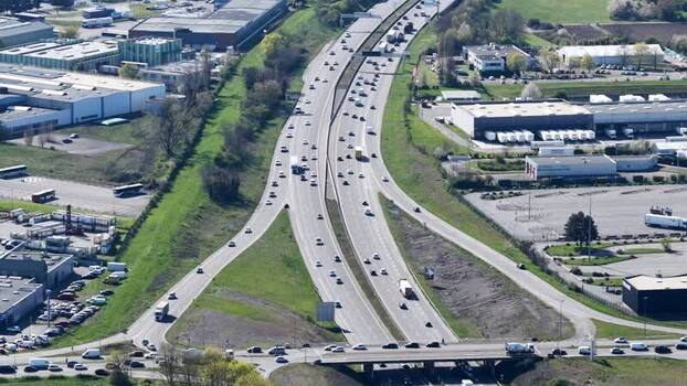 Aerial view of highway with cars France.