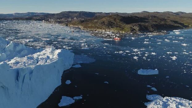 Aerial view of Ilulissat glacier in Greenland.