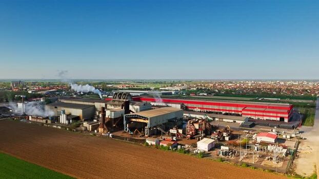 Aerial view of industrial complex Serbia.