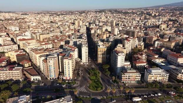 Aerial view of urban buildings and city streets in Catania Italy. Aerial view of urban buildings and city streets in Catania Italy.