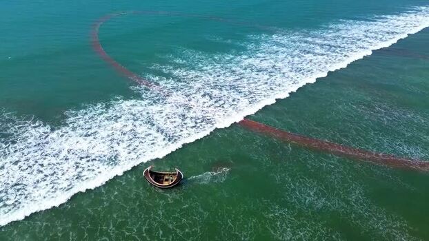 Aerial view of boat on beach Bangladesh. Aerial view of boat on beach Bangladesh.