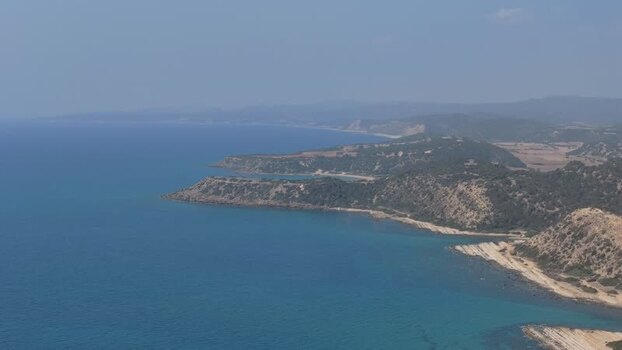 Aerial view of the rugged coastline in Famagusta Northern Cyprus.