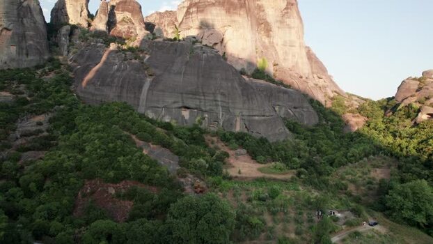 Aerial view of Meteora rock formations in Trikala Greece. Aerial view of Meteora rock formations in Trikala Greece.