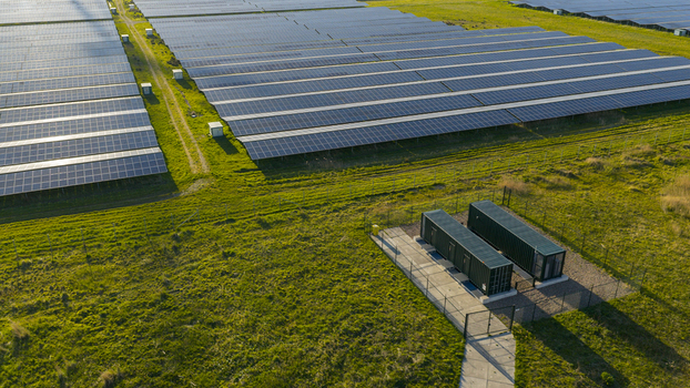 Aerial View of Battery Storage at Solar Park