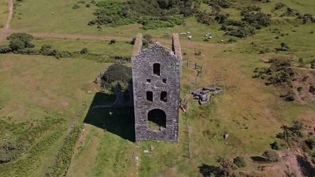 Aerial view of stone engine house ruin in Minions United Kingdom. Aerial view of stone engine house ruin in Minions United Kingdom.