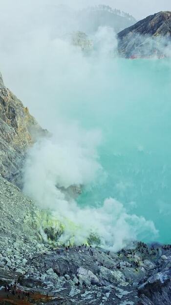 View of Ijen Crater s turquoise lake Indonesia.