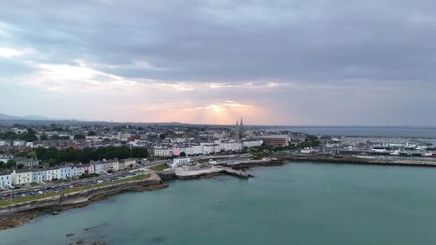 Aerial view of Dun Laoghaire Harbour and coastal town Ireland. Aerial view of Dun Laoghaire Harbour and coastal town Ireland.