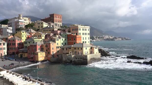 View of Boccadasse village and castle Italy. View of Boccadasse village and castle Italy.