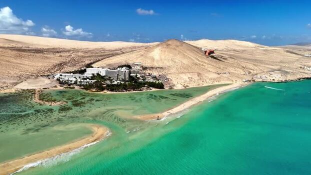Aerial view of Playa del Matorral with turquoise water Spain. Aerial view of Playa del Matorral with turquoise water Spain.