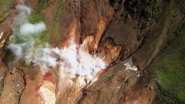 Aerial view of Grensdalur geothermal area Iceland. Aerial view of Grensdalur geothermal area Iceland.