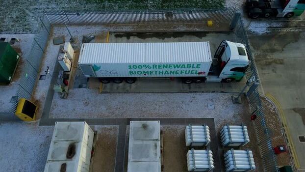 Aerial view of CNG pumps in Corby United Kingdom.