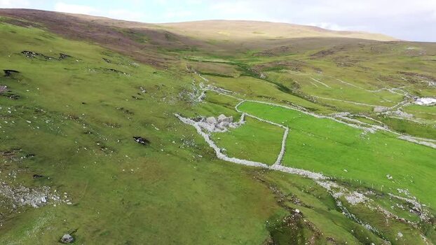 Aerial view of the abandoned village of Port Ireland.