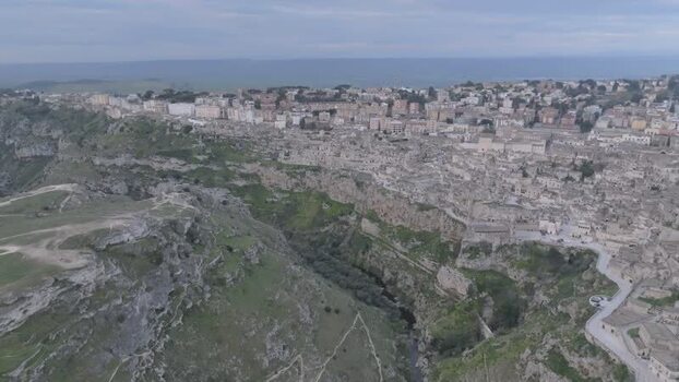 Aerial view of Sassi di Matera Italy.
