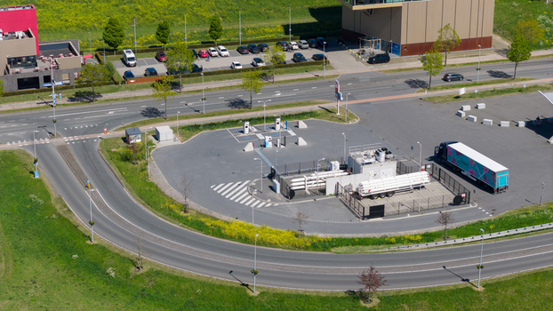 Aerial View of Rolande Hydrogen and LNG Gas Station