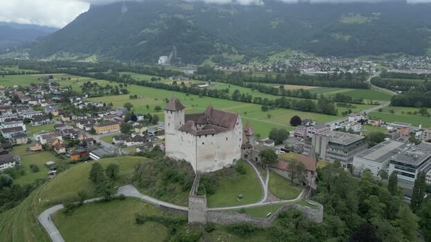 Aerial view of Gutenberg Castle in Balzers Liechtenstein.