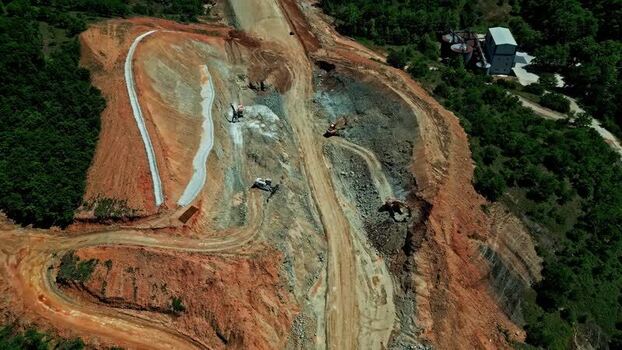 Aerial View of Railway Construction Site in Greece