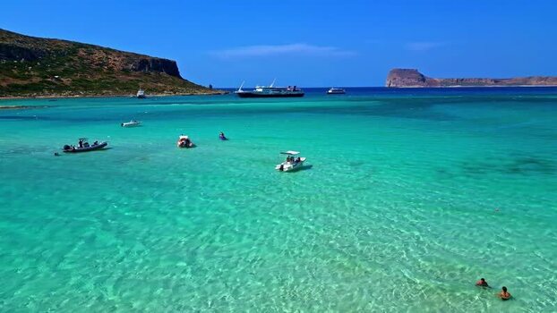 Aerial view of Balos Lagoon in Crete Greece.