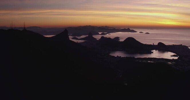 Aerial view of Rio de Janeiro at sunset Brazil.