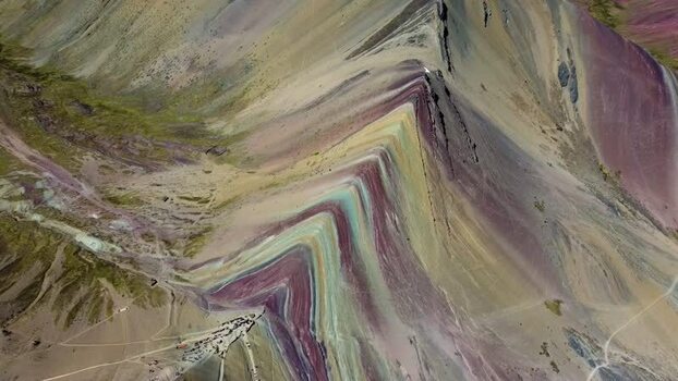 Aerial view of Vinicunca mountain in the Andes Peru. Aerial view of Vinicunca mountain in the Andes Peru.
