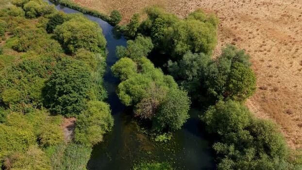 Aerial view of the River Great Ouse in St Neots United Kingdom. Aerial view of the River Great Ouse in St Neots United Kingdom.