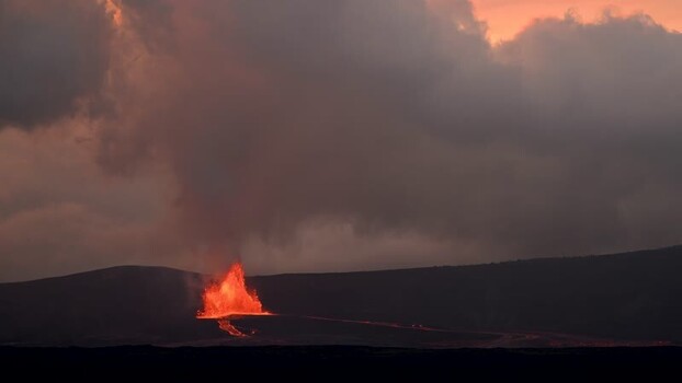 View of a dramatic volcanic eruption United States.