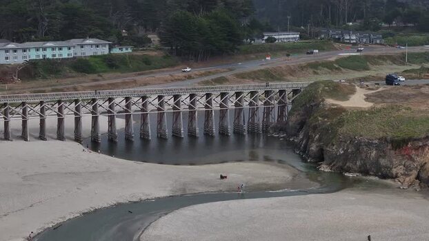 Aerial view of Pudding Creek Trestle in Fort Bragg United States.
