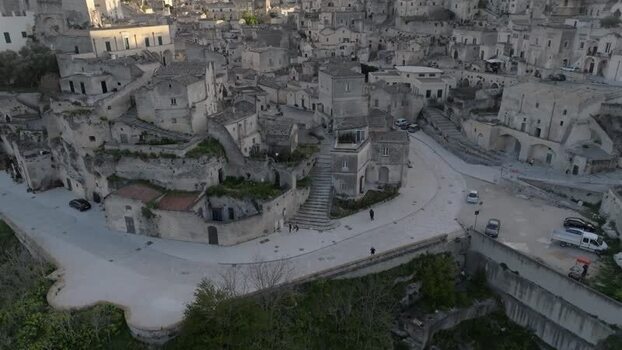 Aerial view of Matera Italy.