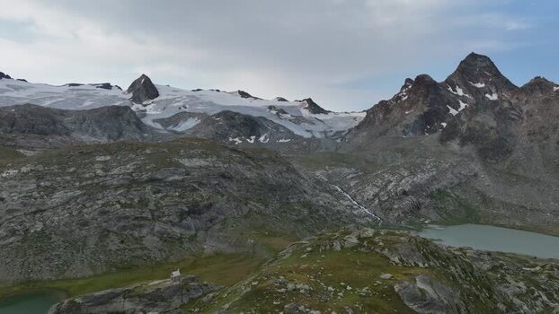 Aerial view of Rutor Glacier and rocky mountain peaks Italy. Aerial view of Rutor Glacier and rocky mountain peaks Italy.