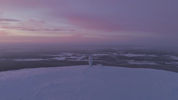 Aerial view of Luosto fell and weather radar in Sodankyla Finland. Aerial view of Luosto fell and weather radar in Sodankyla Finland.